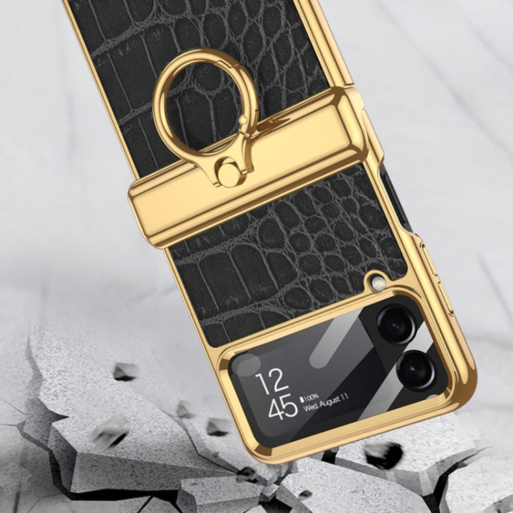 GKK Integrated Plating + Leather Flip Phone Case, For Samsung Galaxy Z Flip4