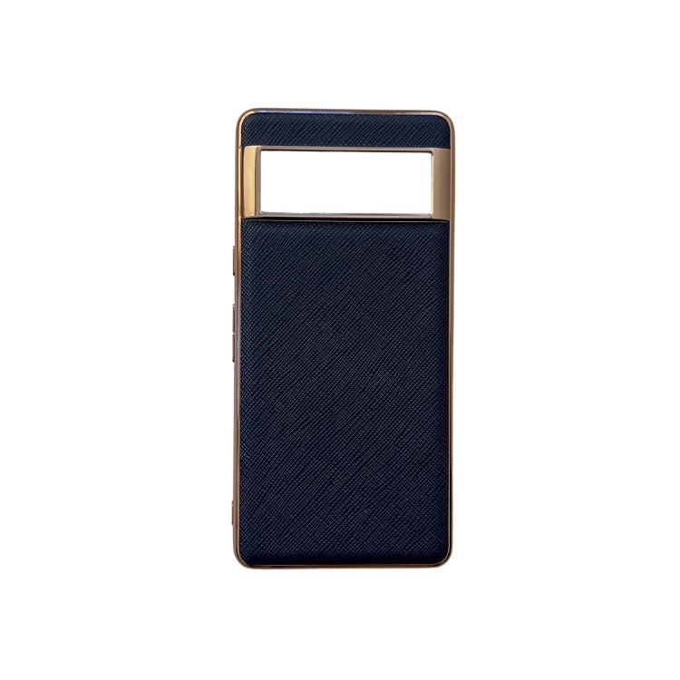Nano Electroplating Cross Texture Genuine Leather Phone Case, For iPhone 13, For Google Pixel 6 Pro, For Google Pixel 6, For Google Pixel 6a, For Google Pixel 7 5G, For Samsung Galaxy A13 4G