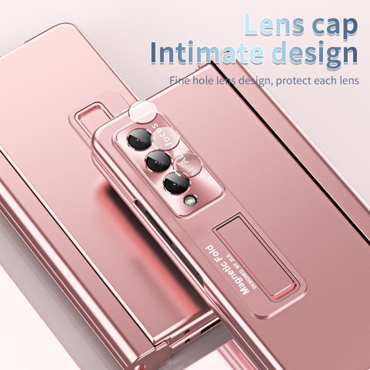 Electroplating Corrugated Hinge Folding Phone Case with Pen Slot, For Samsung Galaxy Z Fold3 5G, For Samsung Galaxy Z Fold4