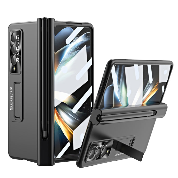 Electroplating Corrugated Hinge Folding Phone Case with Pen Slot, For Samsung Galaxy Z Fold3 5G, For Samsung Galaxy Z Fold4