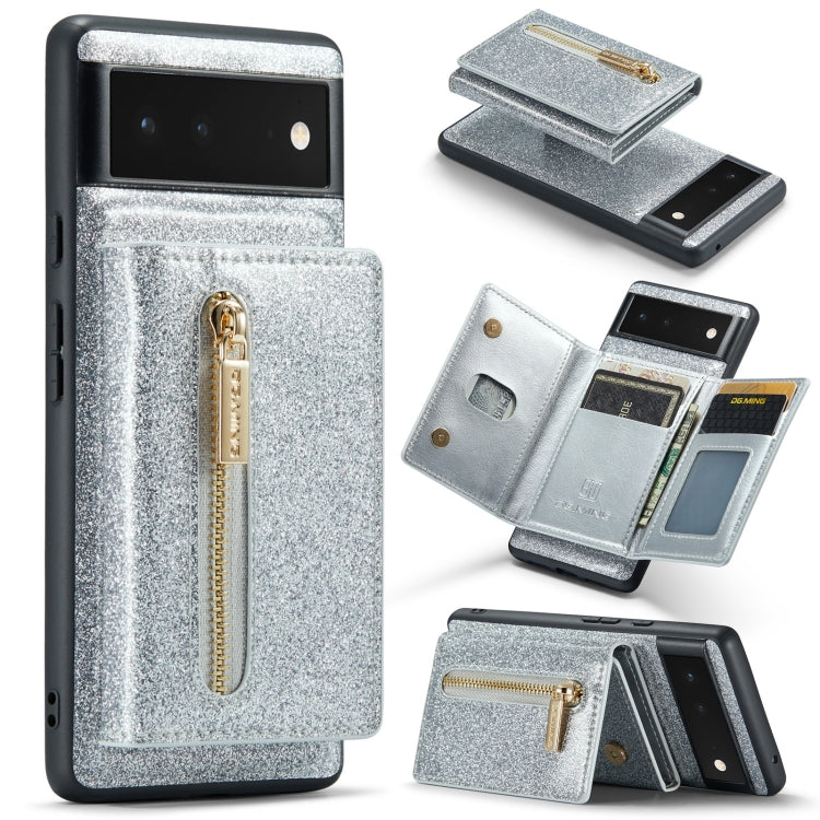 DG.MING M3 Series Glitter Powder Card Bag Leather Case, For Google Pixel 6, For Samsung Galaxy S20 FE, For iPhone 11 Pro, For Samsung Galaxy S21 5G, For iPhone 11 Pro Max, For Samsung Galaxy S21 Ultra 5G