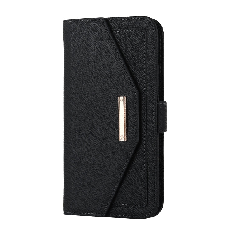 For iPhone 11 Pro Max Cross Texture Lanyard Leather Phone Case(Black)