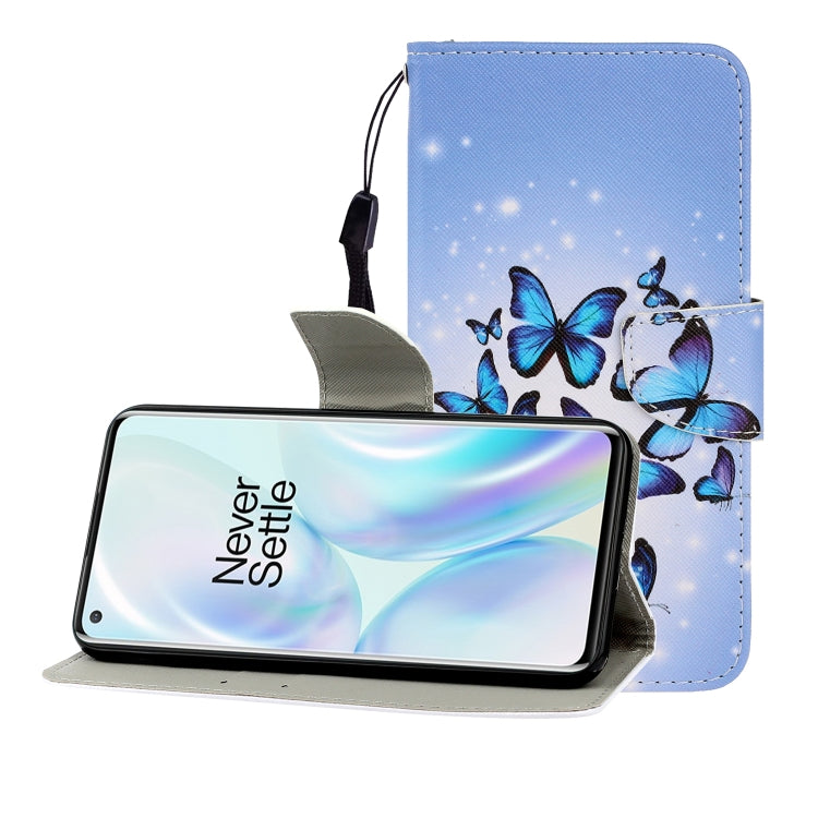 Colored Drawing Horizontal Flip Leather Case with Holder & Card Slot & Wallet, For One Plus 8