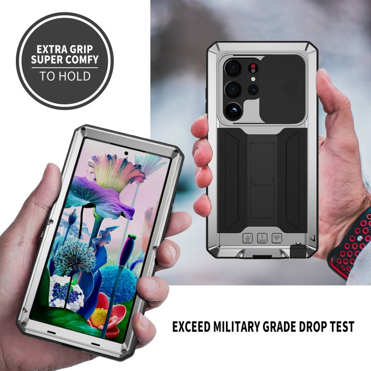 For Samsung Galaxy S23 Ultra 5G R-JUST Sliding Camera Design Life Waterproof Dustproof Shockproof Phone Case(Silver)