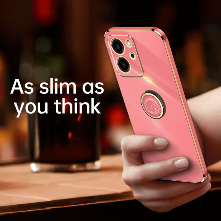 XINLI Straight Edge Electroplate TPU Phone Case with Ring, For Honor 80 SE 5G