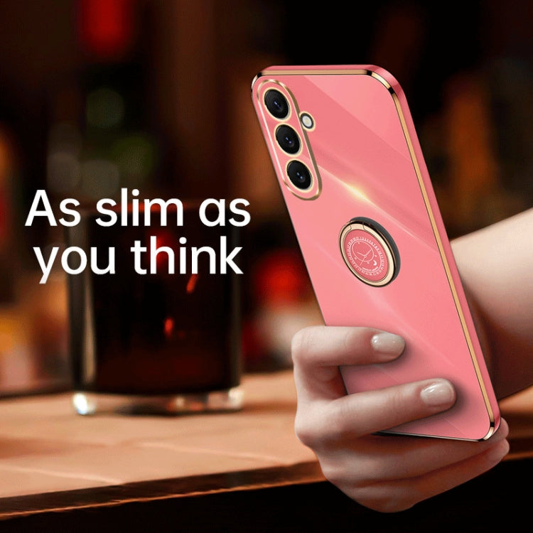 For Samsung Galaxy A54 5G XINLI Straight Edge Electroplate TPU Phone Case with Ring(Pink)