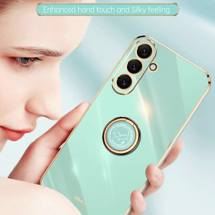 For Samsung Galaxy A54 5G XINLI Straight Edge Electroplate TPU Phone Case with Ring(Pink)