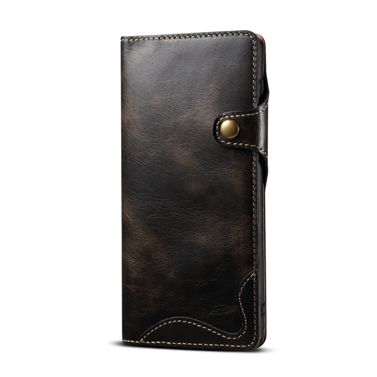 Denior Oil Wax Cowhide Magnetic Button Leather Phone Case, For Samsung Galaxy S23 5G, For Samsung Galaxy S23+ 5G, For Samsung Galaxy S23 Ultra 5G