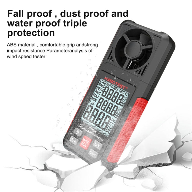 HABOTEST HT605 Portable Intelligent Digital Display Handheld Wind Speed Tester, HT605