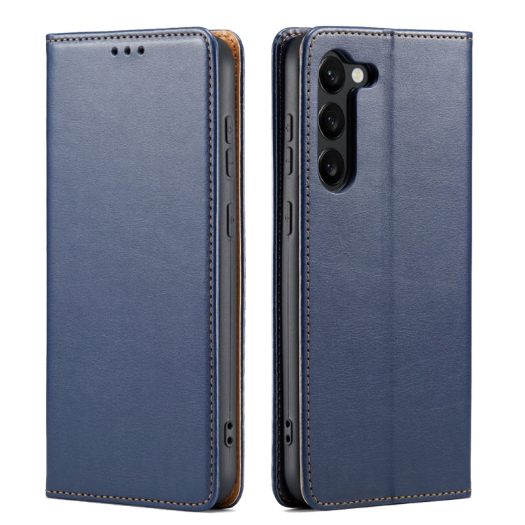 Fierre Shann PU Genuine Leather Texture Leather Phone Case, For Samsung Galaxy S23 5G