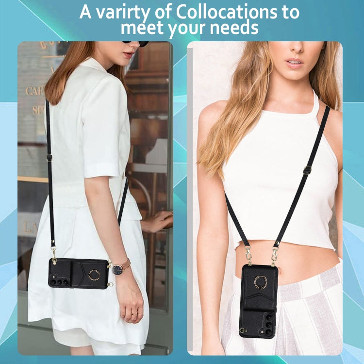 Ring Holder RFID Card Slot Phone Case with Long Lanyard, For Samsung Galaxy S22 5G, For Samsung Galaxy S22+ 5G, For Samsung Galaxy S22 Ultra 5G, For Samsung Galaxy S23 5G