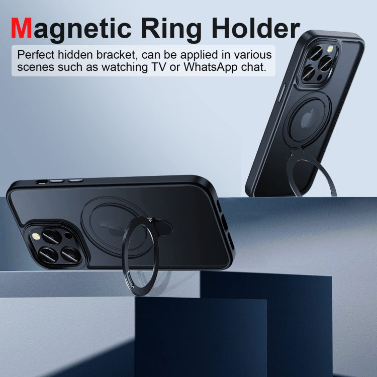 For iPhone 14 Pro 3 in 1 Skin Feel MagSafe Holder Phone Case(Black)