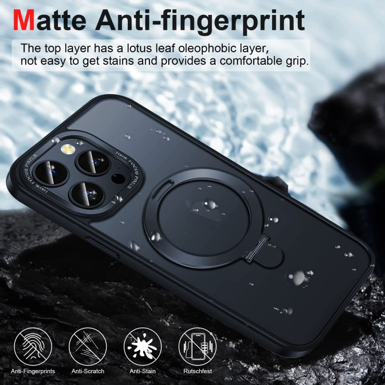 For iPhone 14 Pro 3 in 1 Skin Feel MagSafe Holder Phone Case(Black)