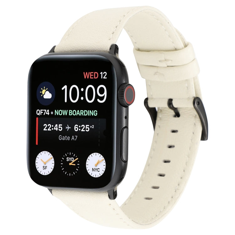 Cowhide Texture Leather Watchband, For Apple Watch Series 8&7 41mm / SE 2&6&SE&5&4 40mm / 3&2&1 38mm, For Apple Watch Series 7 45mm / 6 & SE & 5 & 4 44mm / 3 & 2 & 1 42mm, For Apple Watch Series 7 41mm / 6 & SE & 5 & 4 40mm / 3 & 2 & 1 38mm...