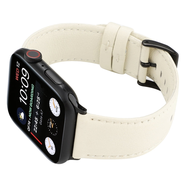 Cowhide Texture Leather Watchband, For Apple Watch Series 8&7 41mm / SE 2&6&SE&5&4 40mm / 3&2&1 38mm, For Apple Watch Series 7 45mm / 6 & SE & 5 & 4 44mm / 3 & 2 & 1 42mm, For Apple Watch Series 7 41mm / 6 & SE & 5 & 4 40mm / 3 & 2 & 1 38mm...