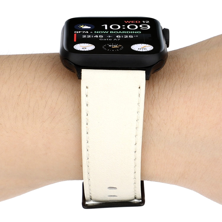 Cowhide Texture Leather Watchband, For Apple Watch Series 8&7 41mm / SE 2&6&SE&5&4 40mm / 3&2&1 38mm, For Apple Watch Series 7 45mm / 6 & SE & 5 & 4 44mm / 3 & 2 & 1 42mm, For Apple Watch Series 7 41mm / 6 & SE & 5 & 4 40mm / 3 & 2 & 1 38mm...