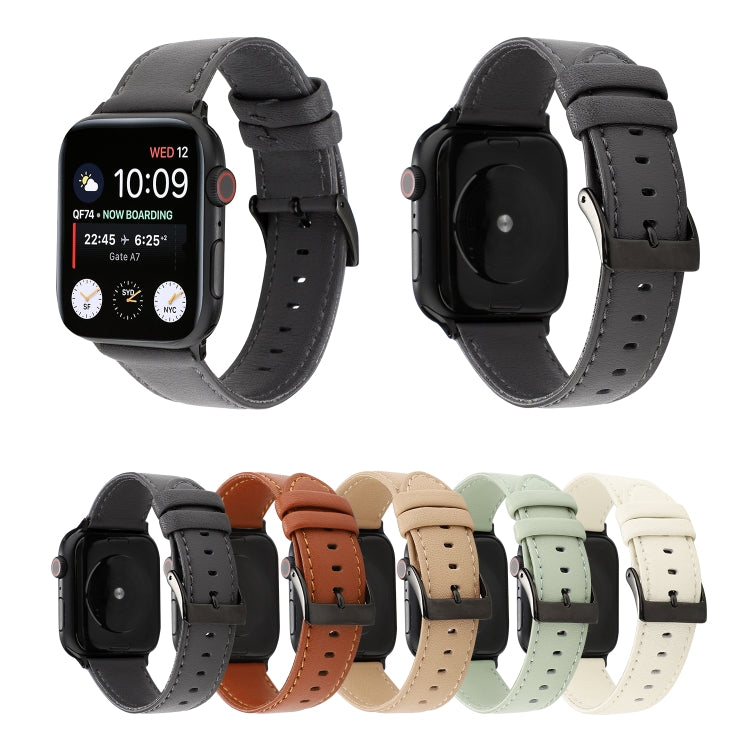 Cowhide Texture Leather Watchband, For Apple Watch Series 8&7 41mm / SE 2&6&SE&5&4 40mm / 3&2&1 38mm, For Apple Watch Series 7 45mm / 6 & SE & 5 & 4 44mm / 3 & 2 & 1 42mm, For Apple Watch Series 7 41mm / 6 & SE & 5 & 4 40mm / 3 & 2 & 1 38mm...