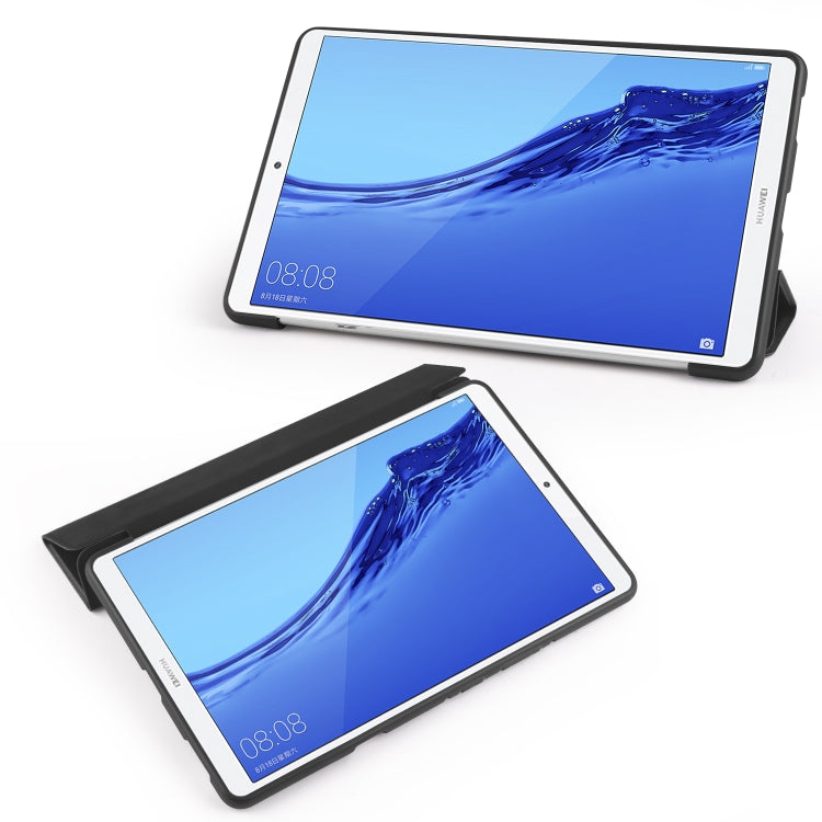 3-folding Horizontal Flip PU Leather + Shockproof Honeycomb TPU Case with Holder, For Huawei MediaPad M6 8.4 inch, For Huawei MediaPad M6 10.8 inch, For Huawei MatePad Pro 10.8 inch, Huawei MediaPad T5 10 inch