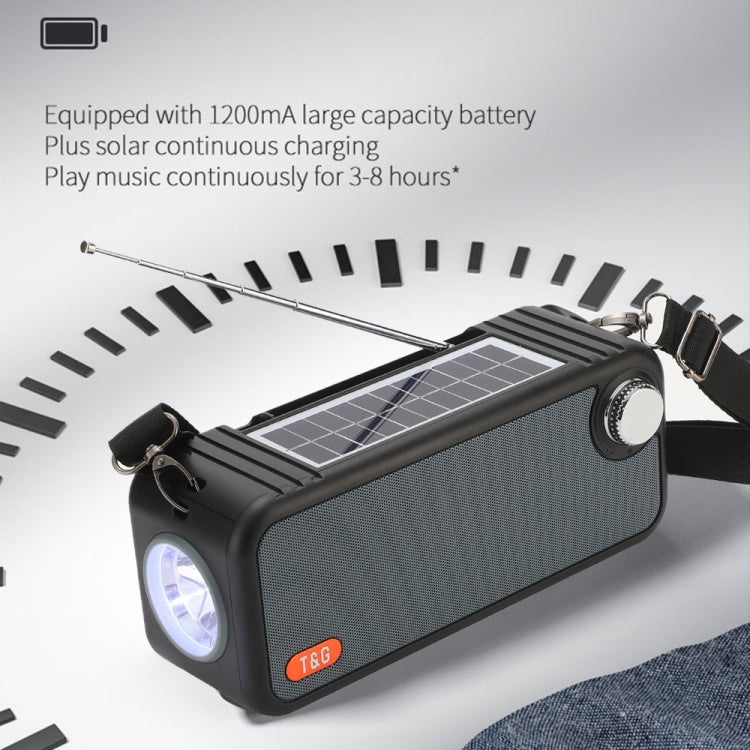 T&G TG637 Outdoor Portable Solar Power Wireless Bluetooth Speaker with FM / Flashlight / TF Card Slot(Grey)