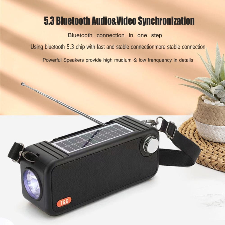 T&G TG637 Outdoor Portable Solar Power Wireless Bluetooth Speaker with FM / Flashlight / TF Card Slot(Peacock Blue)