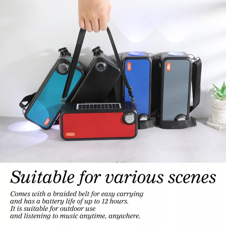 T&G TG637 Outdoor Portable Solar Power Wireless Bluetooth Speaker with FM / Flashlight / TF Card Slot(Red)