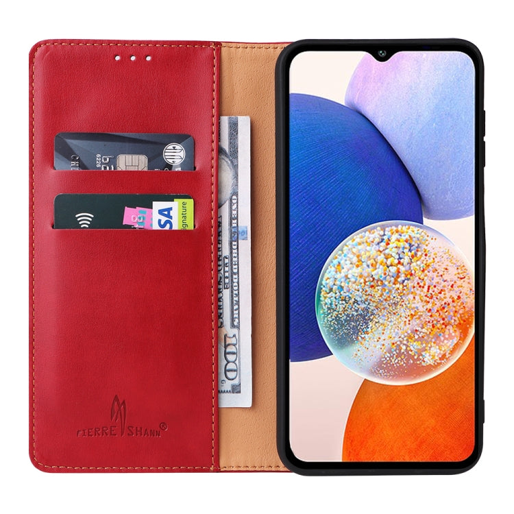 Fierre Shann PU Genuine Leather Texture Leather Phone Case, For Samsung Galaxy A14 5G, For Samsung Galaxy A23, For Samsung Galaxy A34 5G