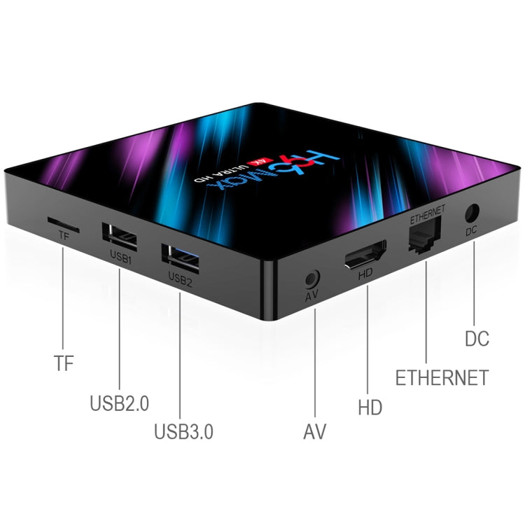 H96 Max-3318 4K Ultra HD Android TV Box with Remote Controller, Android 10.0, RK3318 Quad-Core 64bit Cortex-A53, 2GB+16GB, Support TF Card / USBx2 / AV / Ethernet, Plug Specification:UK Plug