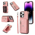 Zipper RFID Card Slot Phone Case with Short Lanyard, For iPhone 12 mini, For iPhone 12 / 12 Pro, For iPhone 12 Pro Max, For iPhone 11