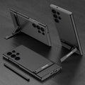 GKK Triumph Ultra-Thin Plain Leather Phone Case with Holder, For Samsung Galaxy S23 Ultra 5G