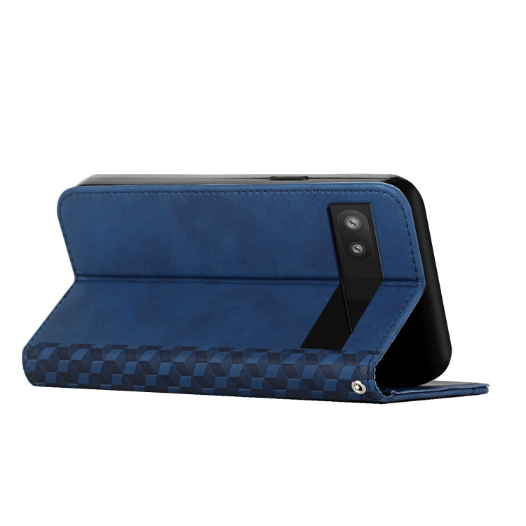 For Google Pixel 7a Diamond Pattern Skin Feel Magnetic Leather Phone Case(Blue)