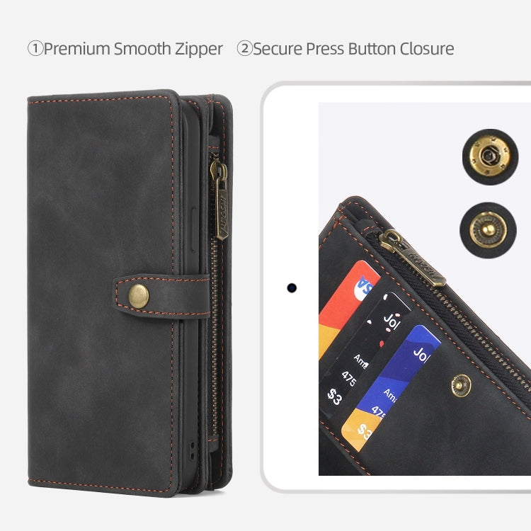 For iPhone 12 / 12 Pro Zipper Wallet Magnetic Detachable Leather Phone Case(Black)