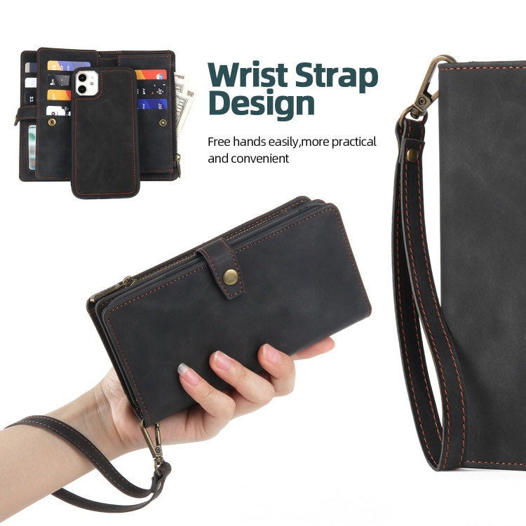 For iPhone 11 Zipper Wallet Magnetic Detachable Leather Phone Case(Black)