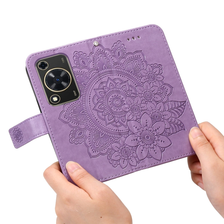 Seven-petal Flowers Embossing Leather Phone Case, For Huawei Enjoy 70, For Huawei nova 11 SE, For Huawei nova 12 Pro, For Huawei Mate 60