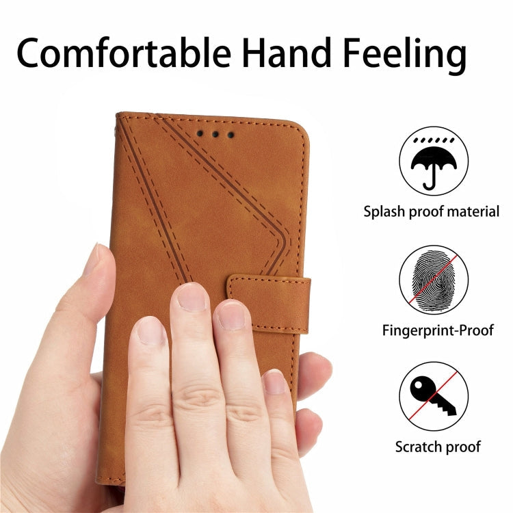 For Sony Xperia 10 V Stitching Embossed Leather Phone Case(Brown)