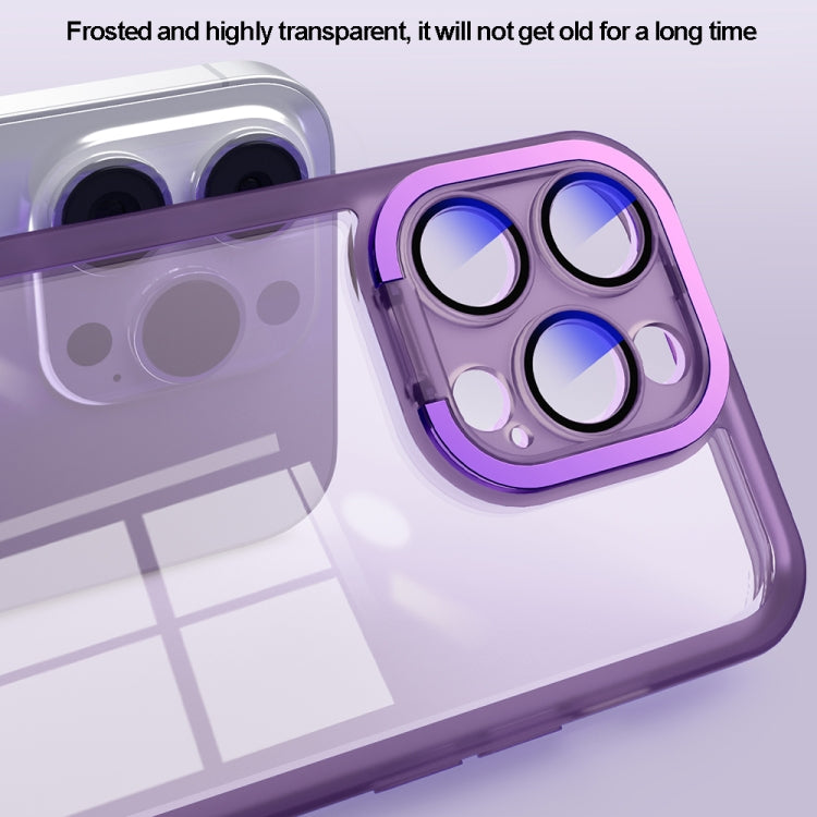 For iPhone 13 Pro Max Invisible Lens Bracket Matte Transparent Phone Case(Purple)