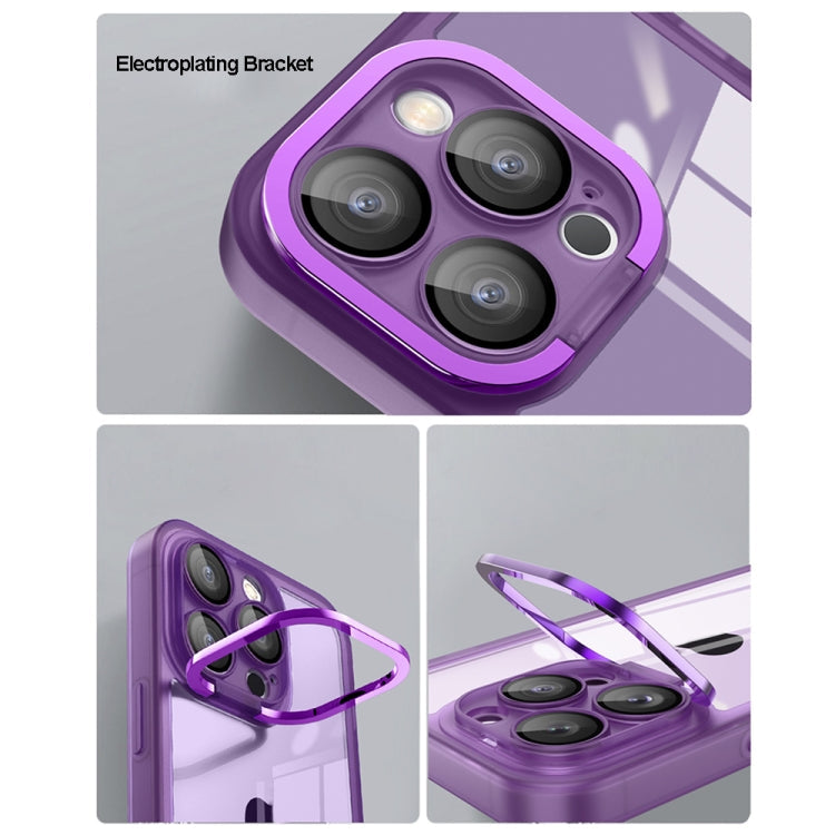 For iPhone 15 Pro Invisible Lens Bracket Matte Transparent MagSafe Phone Case(Pink)