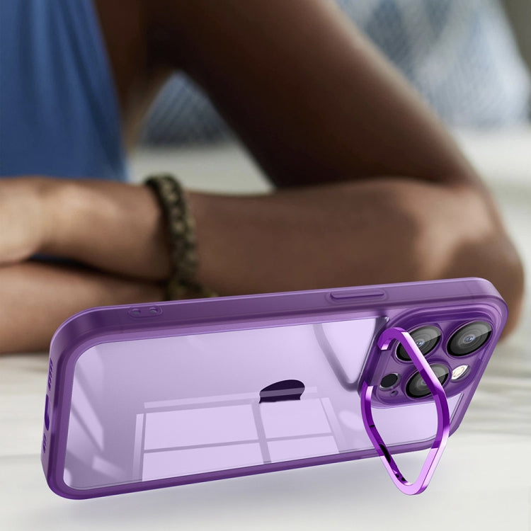 For iPhone 14 Pro Max Invisible Lens Bracket Matte Transparent Phone Case(Royal Blue)