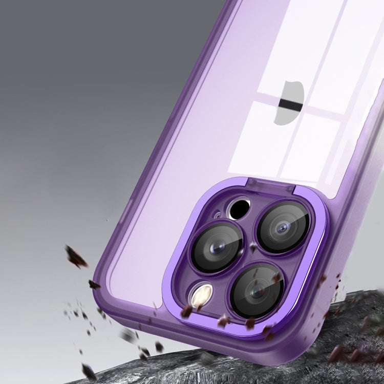 For iPhone 14 Plus Invisible Lens Bracket Matte Transparent Phone Case(Black)