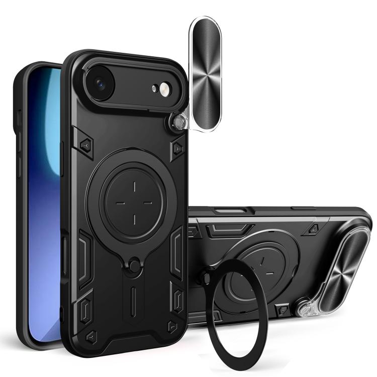 CD Texture Sliding Camshield Magnetic Holder Phone Case, For iPhone Air, For iPhone 16 Pro Max, For iPhone 16 Pro, For iPhone 16 Plus