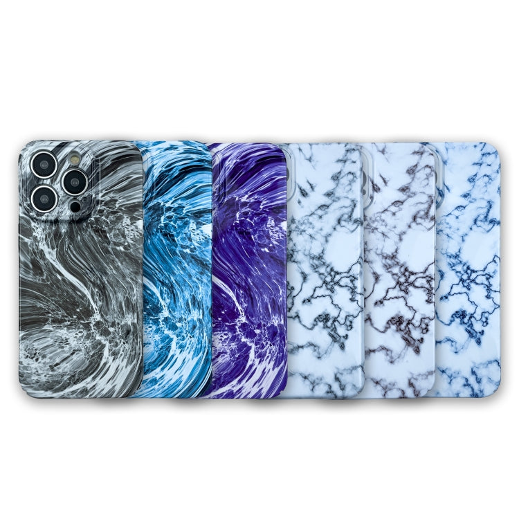 For iPhone 14 Pro Max Marble Pattern Phone Case(Purple White)