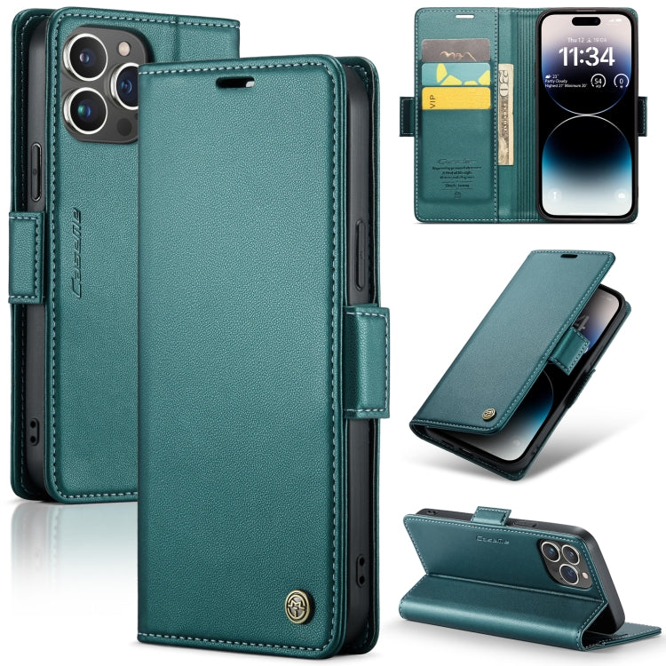 CaseMe 023 Butterfly Buckle Litchi Texture RFID Anti-theft Leather Phone Case, For iPhone 14 Pro, For iPhone 15 Plus, For iPhone 15, For iPhone 14 Pro Max