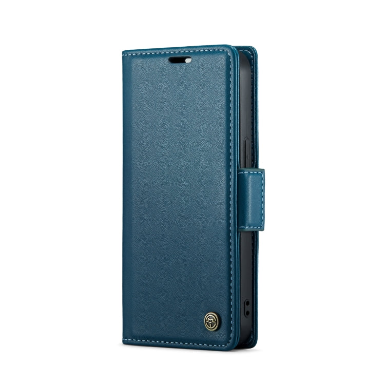 For iPhone 13 mini CaseMe 023 Butterfly Buckle Litchi Texture RFID Anti-theft Leather Phone Case(Blue)