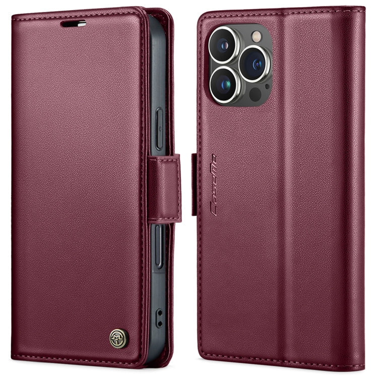 CaseMe 023 Butterfly Buckle Litchi Texture RFID Anti-theft Leather Phone Case, For iPhone 14, For iPhone 15 Pro Max, For iPhone 15 Pro, For iPhone 14 Plus