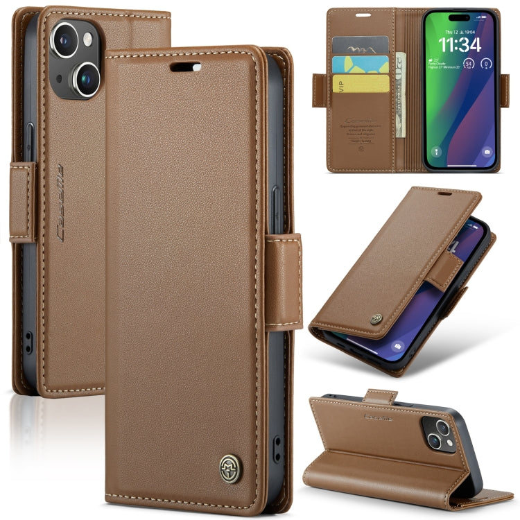 CaseMe 023 Butterfly Buckle Litchi Texture RFID Anti-theft Leather Phone Case, For iPhone 14 Pro, For iPhone 15 Plus, For iPhone 15, For iPhone 14 Pro Max