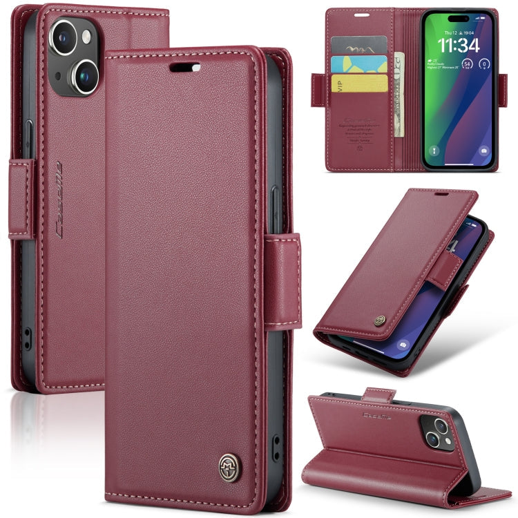 CaseMe 023 Butterfly Buckle Litchi Texture RFID Anti-theft Leather Phone Case, For iPhone 14 Pro, For iPhone 15 Plus, For iPhone 15, For iPhone 14 Pro Max