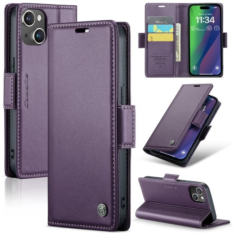 CaseMe 023 Butterfly Buckle Litchi Texture RFID Anti-theft Leather Phone Case, For iPhone 14 Pro, For iPhone 15 Plus, For iPhone 15, For iPhone 14 Pro Max