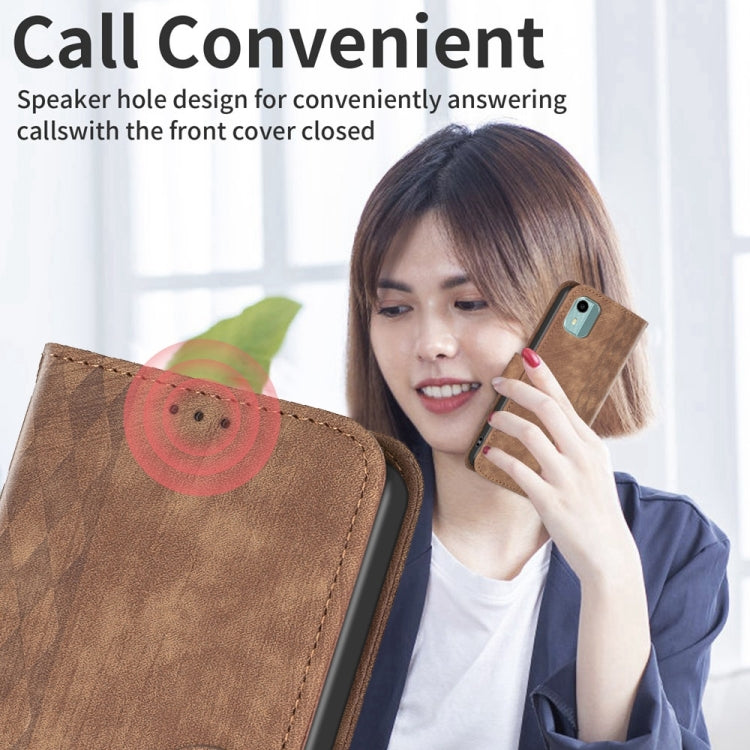 Plaid Embossed Leather Phone Case, For Nokia C12, For Nokia G42/G310, For Nokia C22, For Nokia C32
