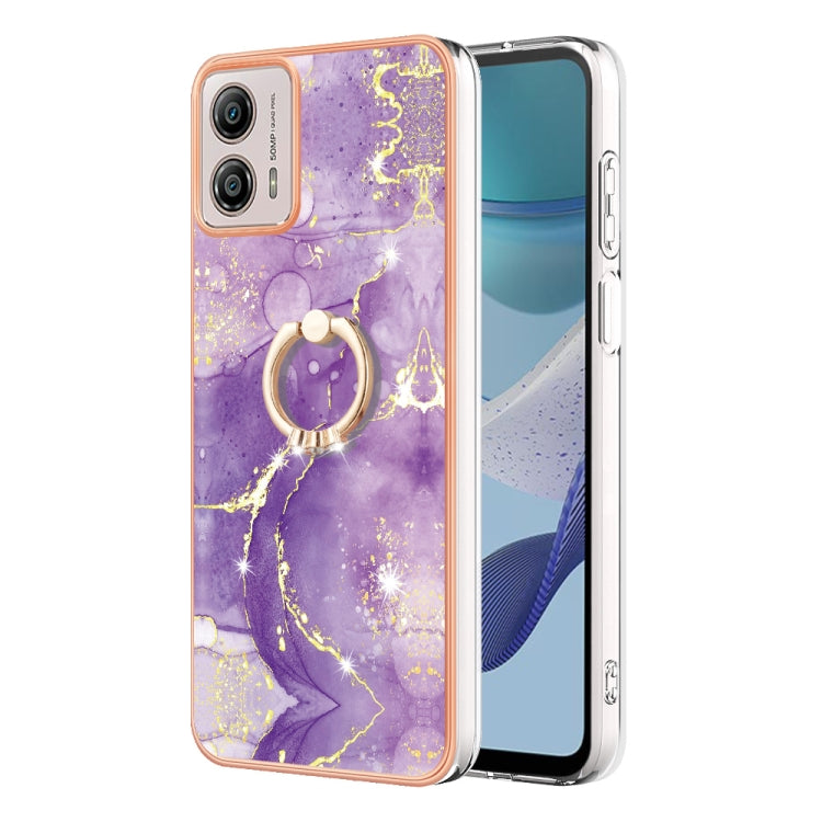 Electroplating Marble IMD TPU Phone Case with Ring Holder, For Motorola Moto G14, For Motorola Moto E13, For Motorola Moto G53 5G