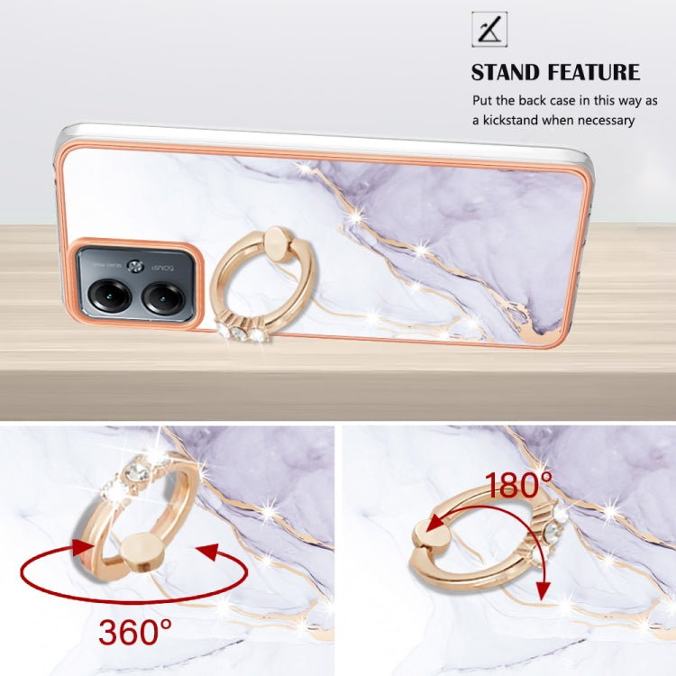 Electroplating Marble IMD TPU Phone Case with Ring Holder, For Motorola Moto G14, For Motorola Moto E13, For Motorola Moto G53 5G