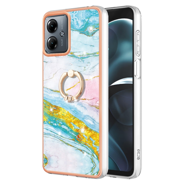 Electroplating Marble IMD TPU Phone Case with Ring Holder, For Motorola Moto G14, For Motorola Moto E13, For Motorola Moto G53 5G